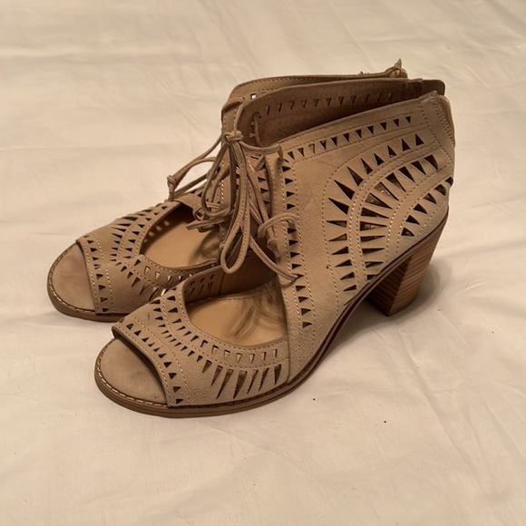 Vince Camuto Tarita Suede Cutout Lace Up Sandal - Picture 2 of 5